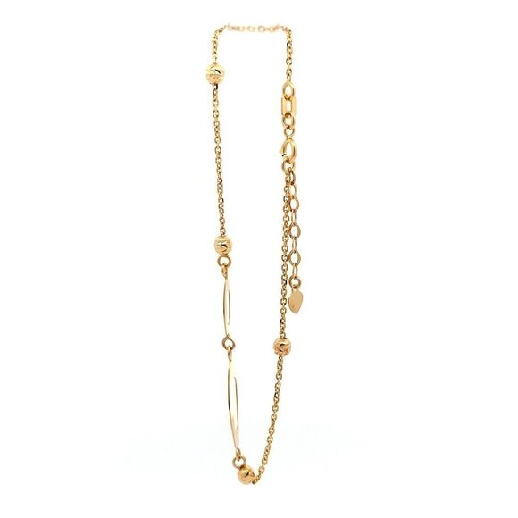 18K Yellow Gold Bracelet Oval Beads Size 7 inches plus one inch Extension Charm - Picture 4 of 13